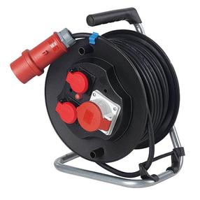 Pagarinātājs ar spoli AS-Schwabe H07RN-F, 2,5 mm², 20 m, 3 ligzdas, melna krās.