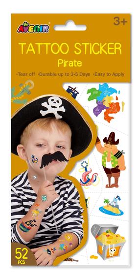 Rinkinys tatuiruotėms Avenir Tattoo Sticker Pirate, ruda sp./įvairių spalvų