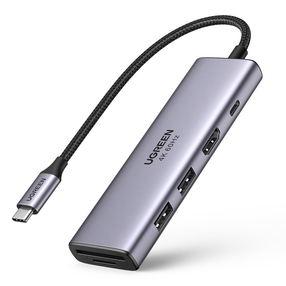 Jungčių stotelė Ugreen USB-C - 2xUSB 3.0/HDMI/USB-C 60384 USB-C male, 2xUSB 3.0/HDMI/USB-C female, pilka sp.