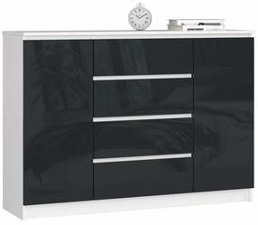 Kumode Akord K140 2D 4SZ, balts krās./grafīta krās., 99 cm x 138.4 cm x 40 cm