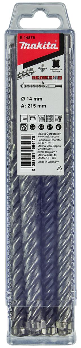 Urbju komplekts Makita Nemesis 2 E-14875, dzelzsbetons, vītņveida, sds plus, 14 mm x 21.5 cm