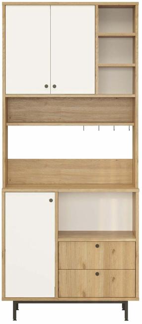 Daugiafunkcinė virtuvės spinta Kalune Design RE6-SW, ąžuolo sp./balta sp., 35.5 cm x 88 cm x 205 cm
