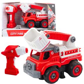 Rc gaisrinė mašina Lean Toys City 2in1, balta sp./raudona sp.