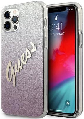 Telefona vāciņš Guess Glitter Gradient Script iPhone 12 Pro Max, gaiši rozā krās., Apple