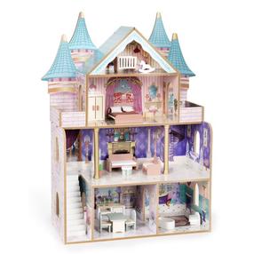Leļļu māja, ar piederumiem EcoToys Bella Castle, daudzkrāsaina