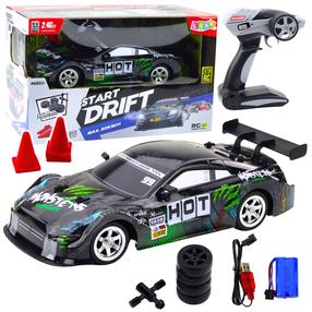 Rc automašīna Lean Toys Star Drift, 1:16, melna krās./zaļa krās.