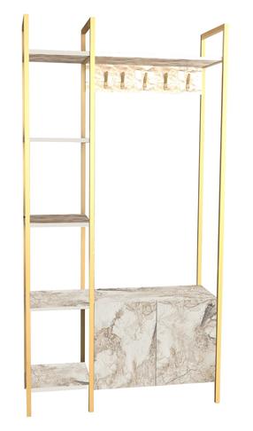 Prieškambario spinta Kalune Design Doga 322RTC1801, aukso sp./šviesiai ruda sp., 35 cm x 90 cm x 175 cm