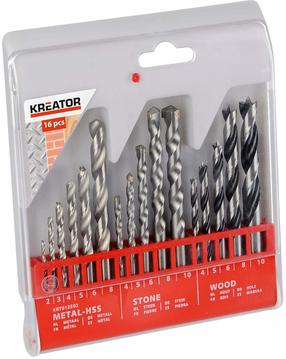 Grąžtų komplektas Kreator KRT012502, medienai/metalas/akmeniui, hss, cilindrinis, 2 - 10 mm x 12 cm
