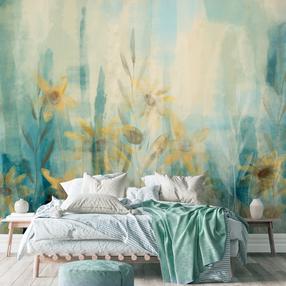 Fototapetas Artgeist A Touch Of Summer - Floral Motif With A Meadow Of Flowers In Blue Tones, 175 cm x 250 cm
