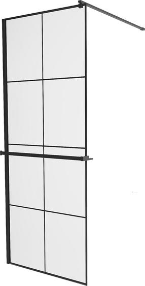 Dušo sienelė Mexen Kioto+ Walk-In, 90 cm x 200 cm, juoda sp./grūdintas