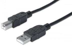 Vads Manhattan USB-A - USB-B USB 2.0 A male, USB 2.0 B male, 1.8 m, melna krās.