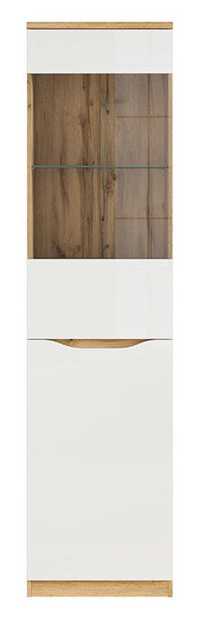 Vitrina Nuis REG1D1W, ąžuolo sp./balta sp., 50 cm x 39.5 cm x 197.5 cm