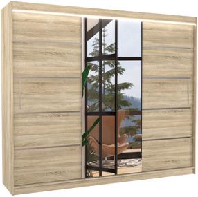 Spinta ADRK Salto, sonoma ąžuolo sp., 250 cm x 58 cm x 215 cm, su veidrodžiu