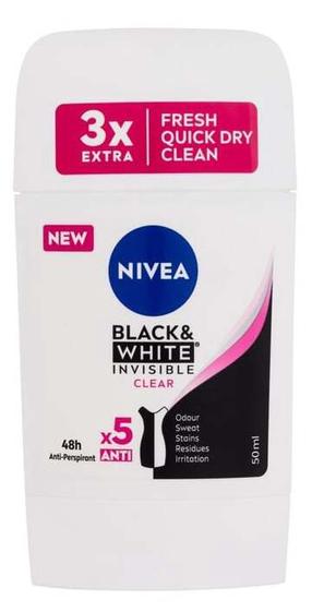 Kūno dezodorantas Nivea Black & White Invisible Clear, 50 ml