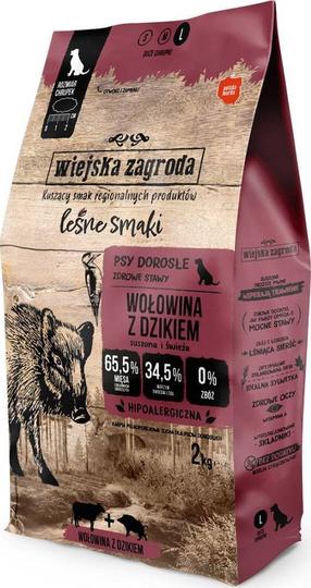 Sausas šunų maistas Wiejska Zagroda Beef with Wild Boar, jautiena/šernienos mėsa, 2 kg