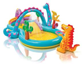 Надувная игровая площадка Intex Dinoland 57135NP, 333 см x 229 см, синий цв./желтый цв./многоцветный