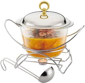 Servēšanas bļoda, ar statīvu Klausberg KB-7920, 4000 ml, caurspīdīga krās./sudraba krās., nerūsējošais tērauds/rūdītais stikls