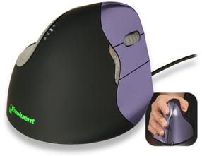 Vadu datora pele Evoluent Mouse 4 Small Right, ar vadu pie usb / ps/2, melna krās./violeta krās.