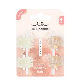 Plaukų segtukas, rinkinys Invisibobble Clipstar Petit Rainbow XS, ruda sp./balta sp., 4 vnt.