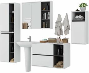 Vonios kambario baldų komplektas Akord Furniture Factory Vami, balta sp./grafito sp., 30 cm x 50 cm x 170 cm