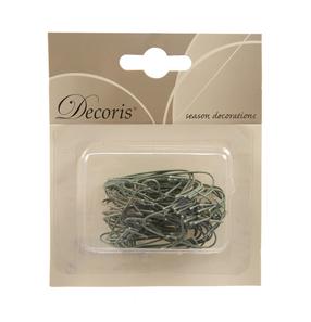 Āķi Ziemassvētku eglīšu rotaļlietām Decoris 400005, zaļa krās., metāls, 75 gab.