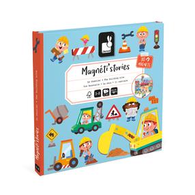 Магнитная книга-пазл Janod Magneti Stories The Building Site, голубой цв., 30 шт.