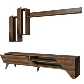 Svetainės baldų komplektas Kalune Design Beril, vidaus, riešuto sp.