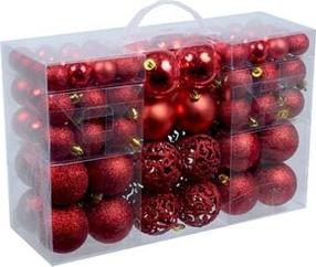 Eglutės žaisliukų rinkinys, raudona sp., 4 - 6 cm, plastikas, 100 vnt.