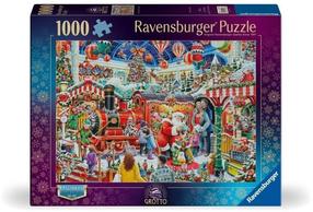 Dėlionė Ravensburger Christmas No29 Santas Steam Train Grotto, 50 cm x 70 cm, 1000 vnt., įvairių spalvų