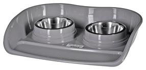 Statīvs ar bļodiņām sunim Barry King Set, 0.8 l, 46 cm x 35 cm x 9 cm, pelēka krās.