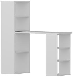Rakstāmgalds un plaukts Kalune Design Last, 120 cm x 40 cm, 123 cm, balta krās.