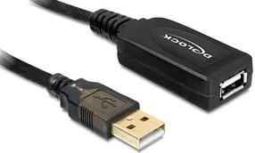 Vads Delock USB / USB USB 2.0 A male, USB 2.0 A female, 20 m, melna krās.