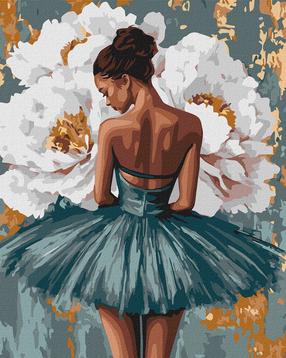 Tapymas pagal skaičius Ideyka Ballerina With White Peonies, balta sp./žalia sp.