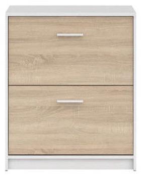 Batų dėžė Nepo Plus SFB2K2-BI/DSO, ąžuolo/balta, 70 cm x 27.5 cm x 84 cm