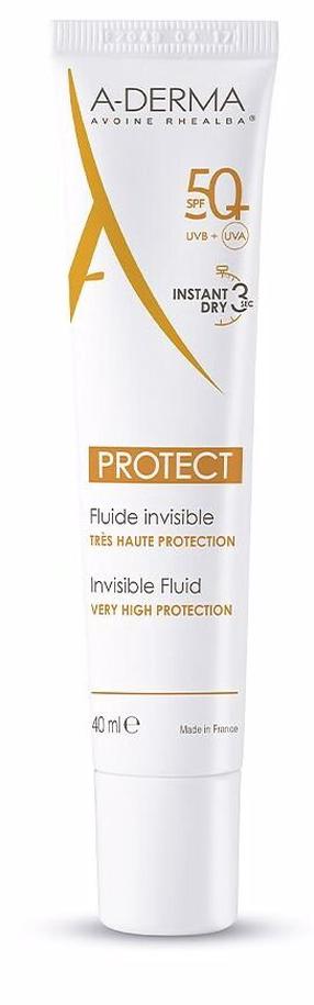 Līdzeklis iedeguma kopšanai A-Derma Fluide Invisible SPF50+, 40 ml