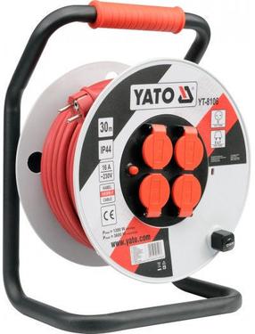 Ilgintuvas su rite Yato YT-8106 YT-8106, 30 m, IP44, 4 lizdų, juoda sp./oranžinė sp.