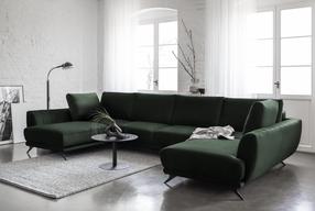 Kampinė sofa Larco Loco 35, tamsiai žalia sp., 191 x 362 cm x 90 cm