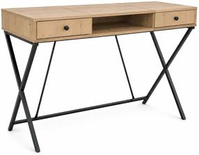 Rašomasis stalas su stalčiais Akord Furniture Factory Crossline, 50 cm x 120 cm, 80.5 cm, juoda sp./artisan oak sp.