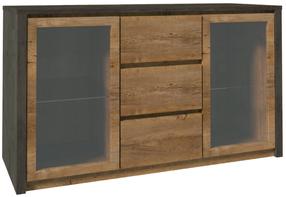 Komoda Gala Meble Montana K2D, ąžuolo sp./pilka sp., 80 cm x 140 cm x 43 cm