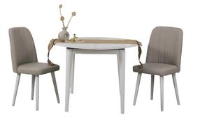 Ēdamistabas komplekts Kalune Design Vina 1005, balts krās./krēmkrāsas krās.