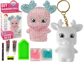 Kūrybinis deimantinės mozaikos rinkinys, raktų pakabukas Lean Toys DIY Lovely Deer, rožinė sp.
