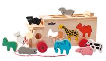 Lavinimo žaislas Woodyland Animals Shapes With Sorting Car Box 91199, įvairių spalvų, 10 vnt.