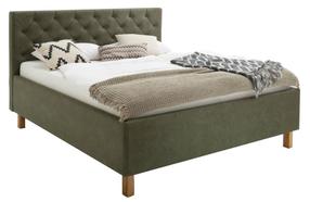 Lova dvigulė San Remo, 180 x 200 cm, ąžuolo/žalia, be čiužinio, su grotelėmis