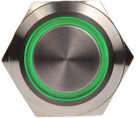 Деталь корпуса, кнопка DimasTech Vandalism Switch Silverline PD020, нержавеющей стали цв./зеленый цв.