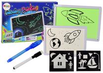 Piešimo lenta, su priedais Lean Toys Glowing Painting 2in1, 1 cm, balta sp.