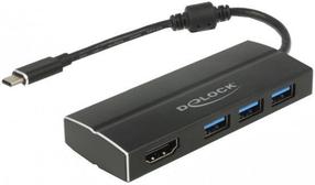 Vads Delock USB Type-C, USB 3.0 A Female x 3 + HDMI, 0.15 m