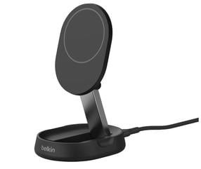 Bezvadu induktīvā lādētājs Belkin BoostCharge Pro, Magnetic/1 x USB Type C, melna krās., 15 W