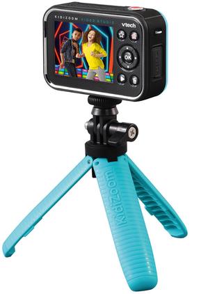 Интерактивная игрушка VTech KidiZoom 531884, 6.1 см, английский, испанский, немецкий, французцкий, черный цв./голубой цв.