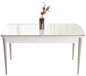 Valgomojo stalas išskleidžiamas Kalune Design Nira, balta sp./chromo sp., 114 - 144 cm x 78 cm x 78 cm