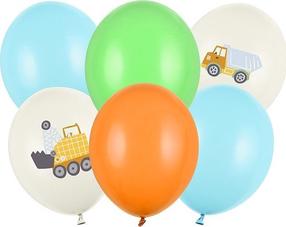 Balonu komplekti ovāls PartyDeco Construction Vehicles, daudzkrāsaina, 6 gab.